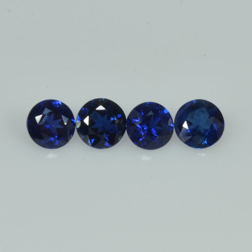 3.8-4.5 mm Natural Blue Sapphire Loose Gemstone Round Diamond Cut Vs Quality Color