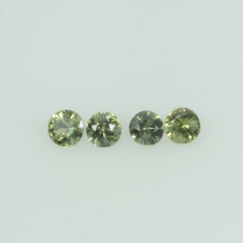 1.4- 4.0 mm Natural Yellowish Green Sapphire Loose Gemstone Round Diamond Cut Color