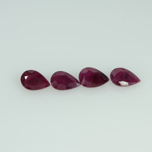 6x4 mm Natural Ruby Loose Gemstone Pear Cut