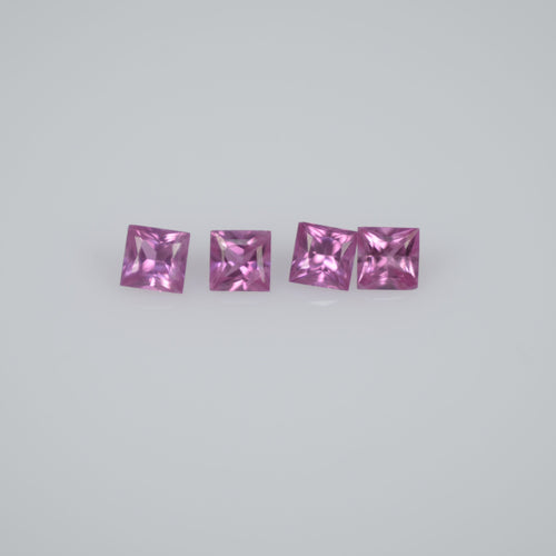 1.8-4.4 mm Natural Callibrated Pink Sapphire Loose Gemstone Princess Square Cut