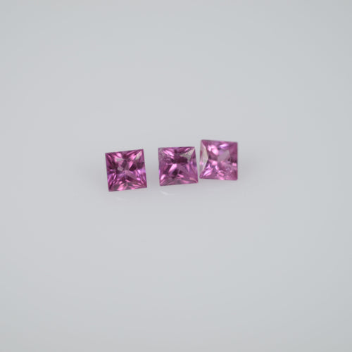 1.9-3.4 mm Natural Callibrated Pink Sapphire Loose Gemstone Princess Square Cut