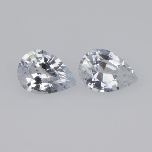 7x5 mm Natural Calibrated White Sapphire Loose Gemstone Pair  Pear Cut