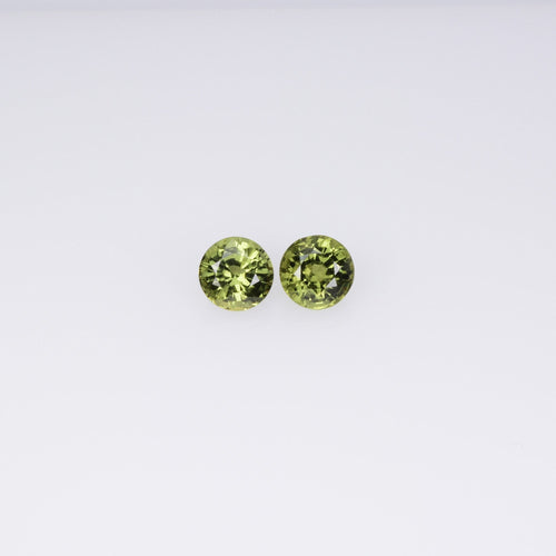 3.8-4.2 mm Natural Teal Greenish yellow Parti Sapphire Loose Pair Gemstone Round Cut