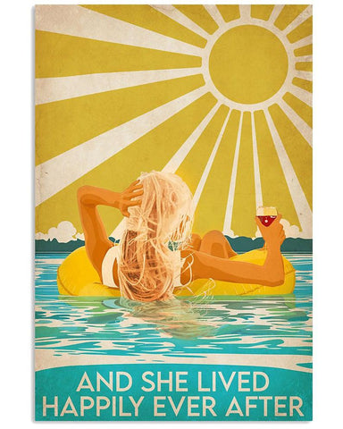 Poster Canvas Swimming Beach And She Lived Happily Ever After Poster Gift For Pool Lovers, Swimming Poster Wall Decor, Poster Gift Decor Home Decor Wall Art Visual Art 1628827222866.jpg