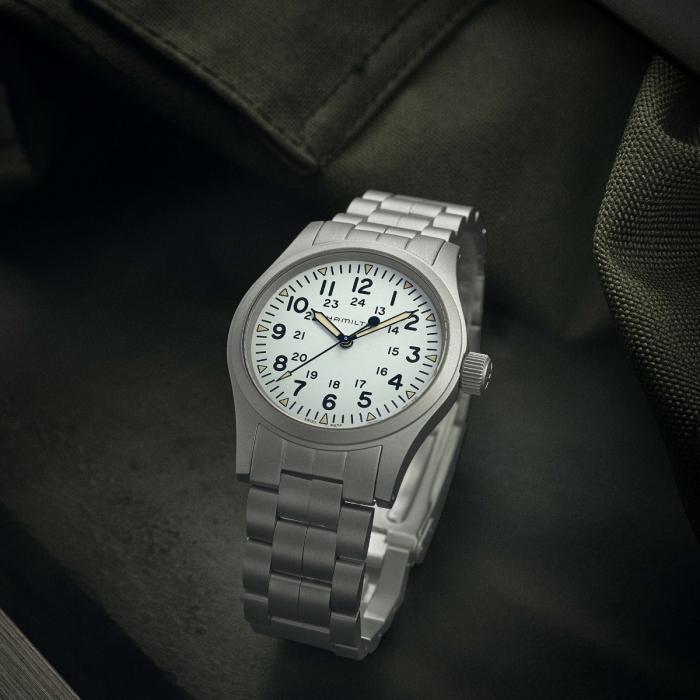 Hamilton H69439111 Khaki Field Mechanical Stainless Steel White Dial Watch