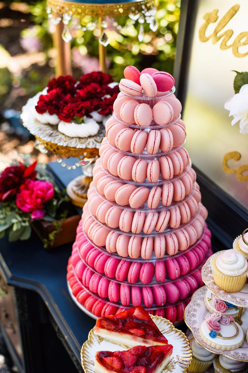 pink ombre macaron tower