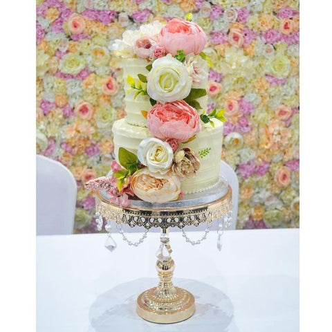 pretty wedding cake with fresh flowers