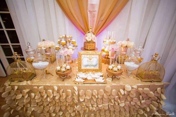 blush and gold dessert table