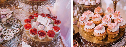 blush annd gold wedding desserts