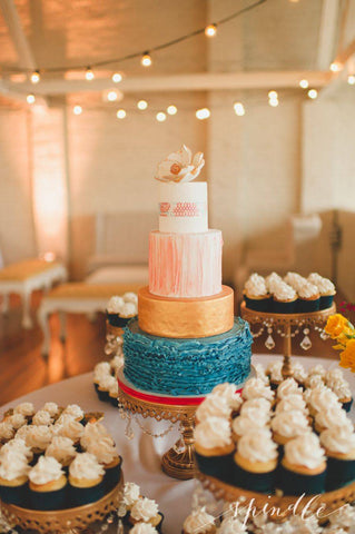 coloroful creative wedding cake