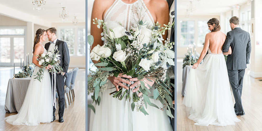 bride and groom wedding flowers
