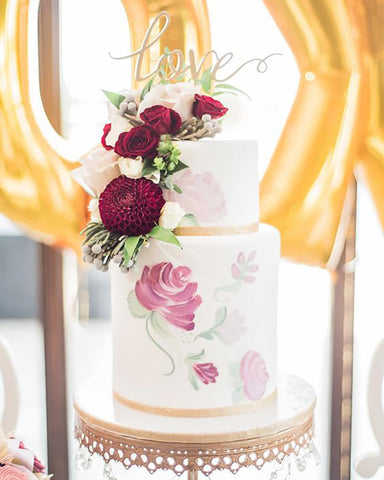 watercolor floral wedding cake