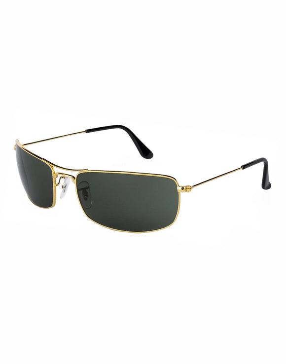 Ray-Ban RB-3334I-001-61 Rectangle Sunglasses Size - 61 Gold / Green