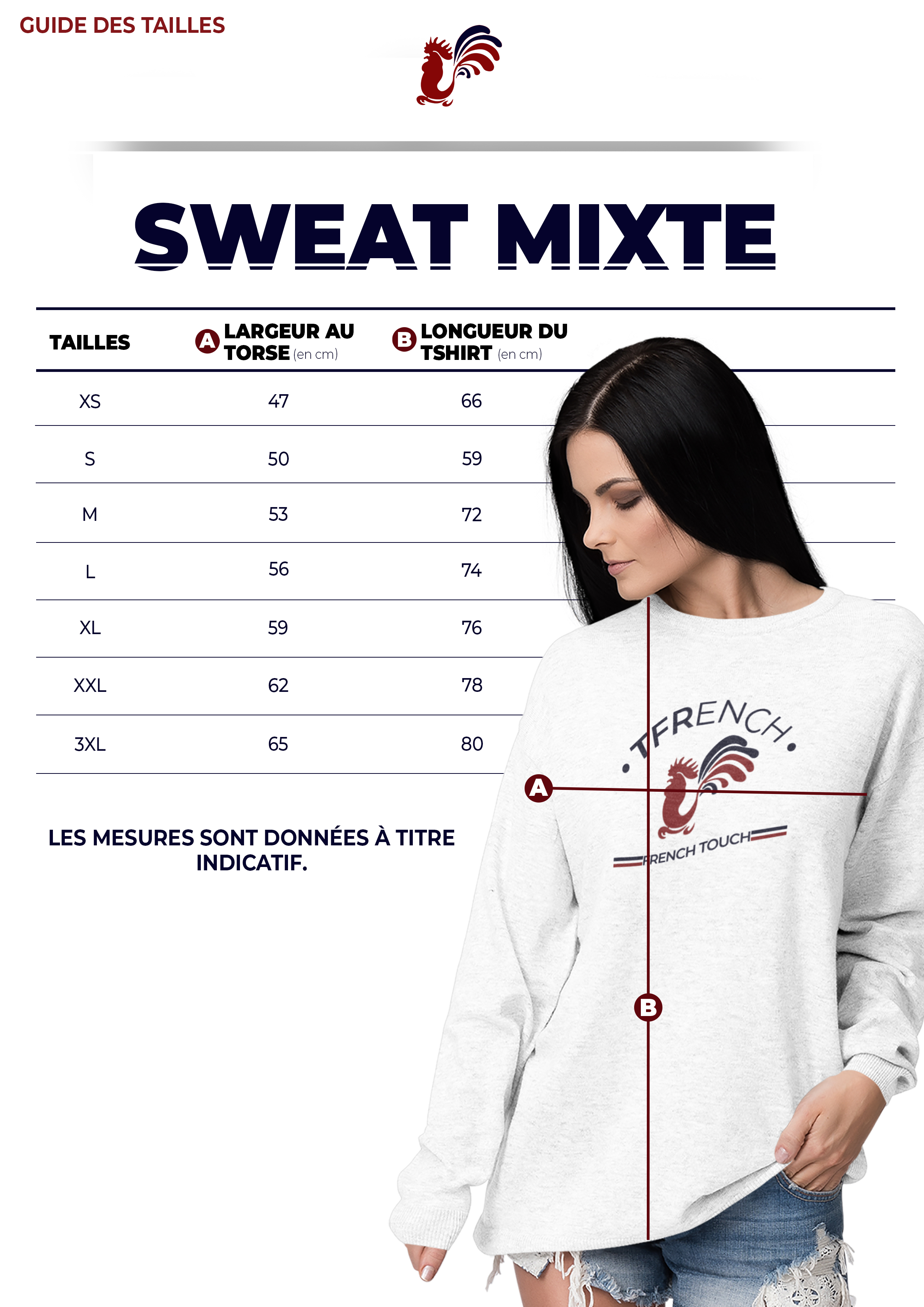 guide des taille sweat, guide des tailles sweatshirt