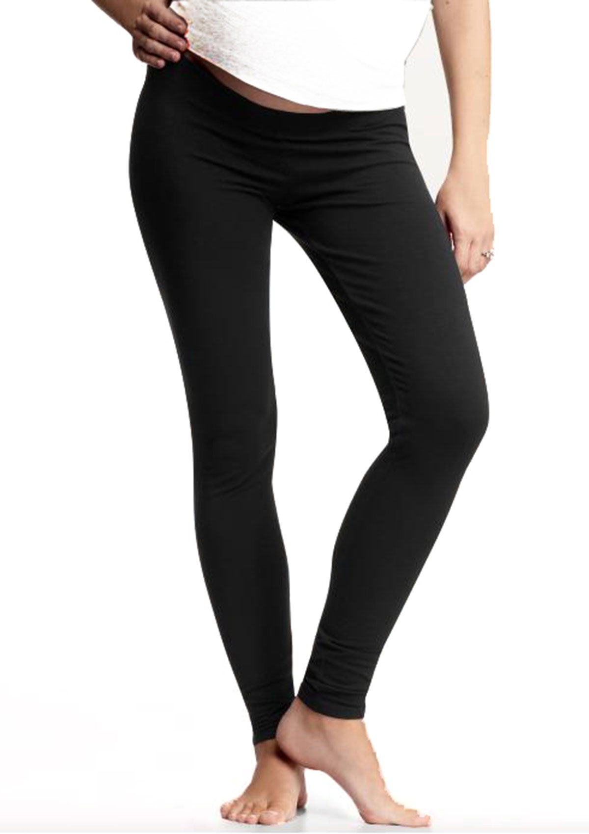 MakeMeChic Women's Faux Leather Maternity Leggings Over The