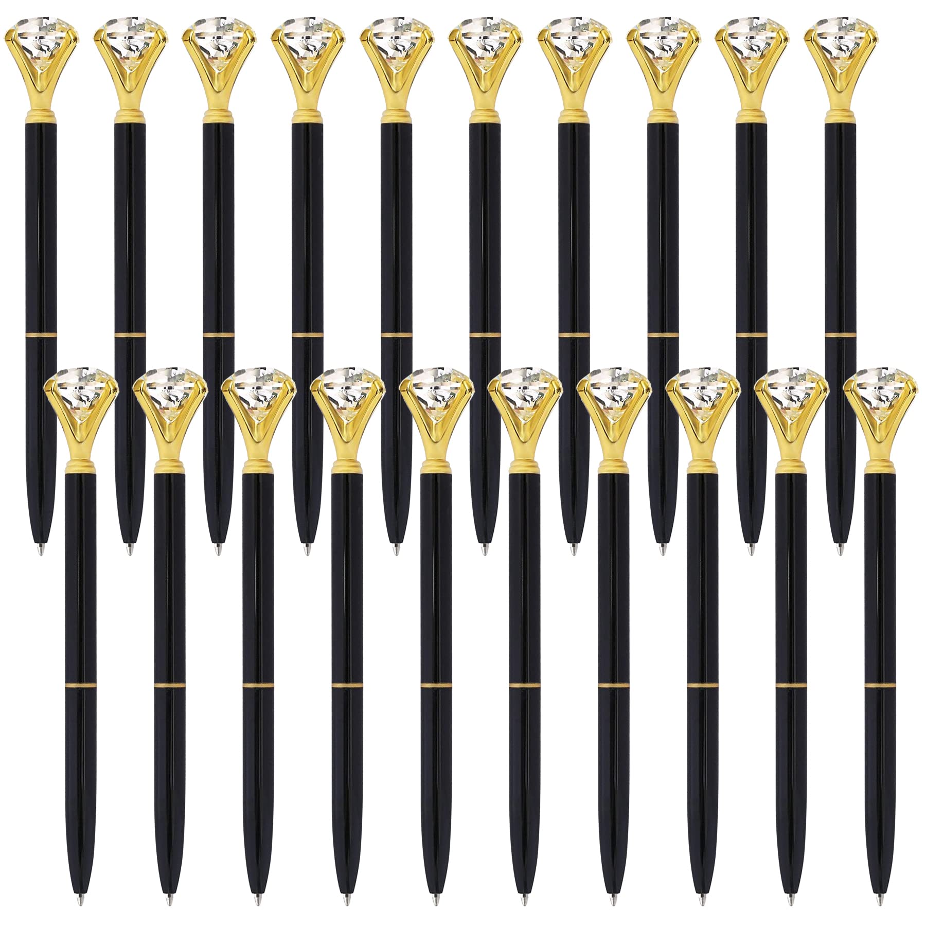 ETCBUYS Multi-Color Diamond Ballpoint Pen for Stylish Fancy Office Supplies- 20-Pack-Black-Pens
