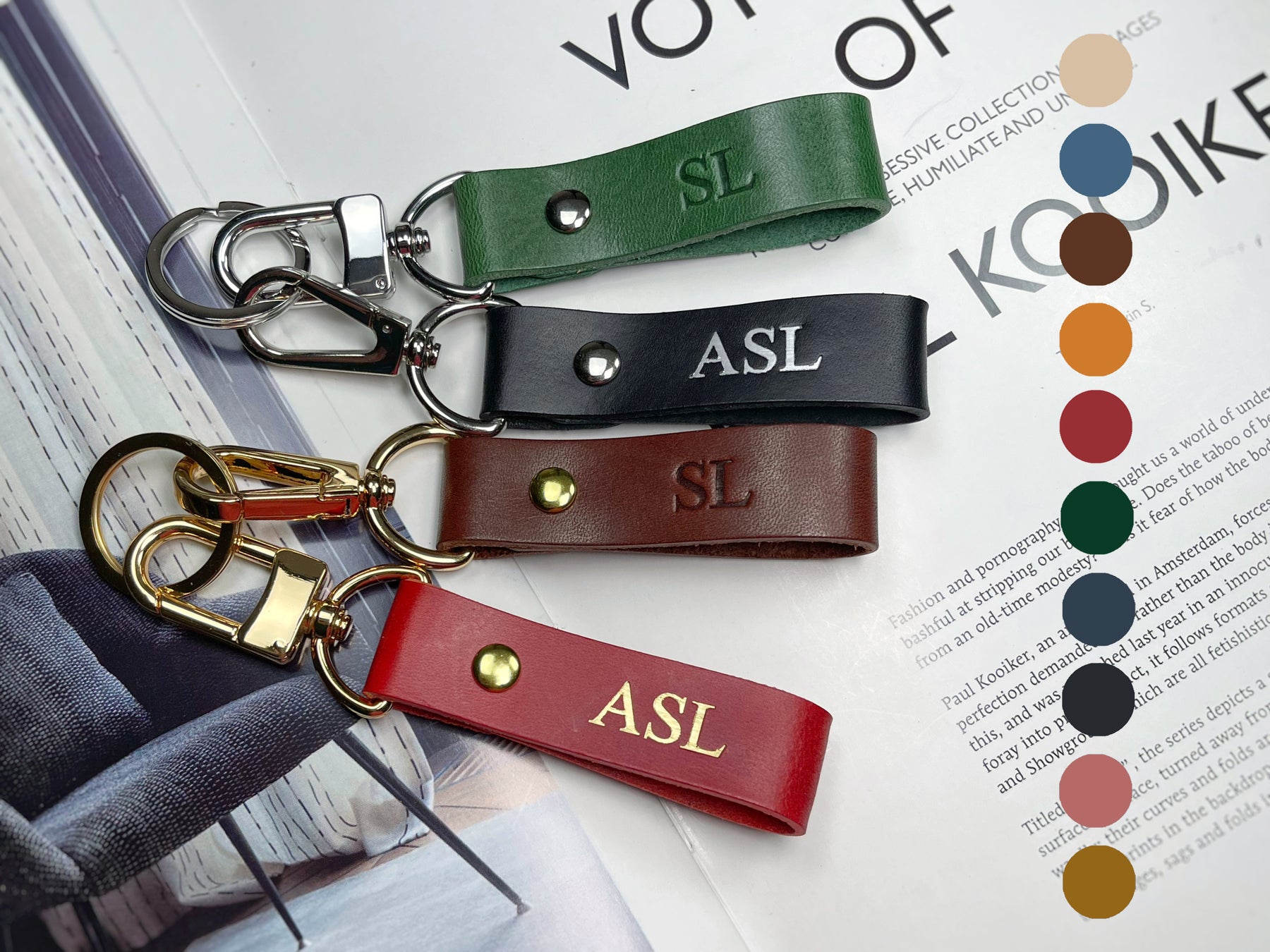 engraved leather keychains