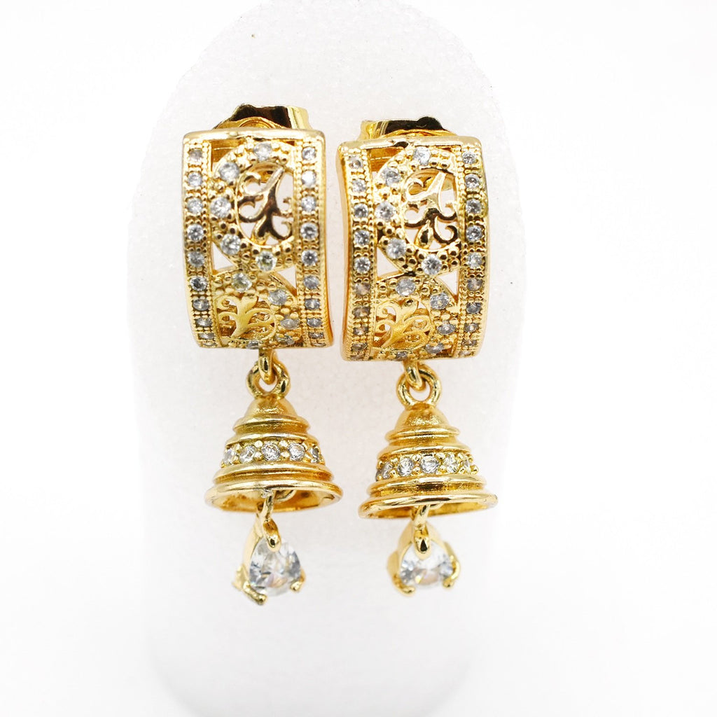 Buy Elegant White Stone Gold Earring Design One Gram Gold Bali Earrings for  School Girls