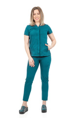 Women's elastane medical suit, Petrol Green, Infinity model