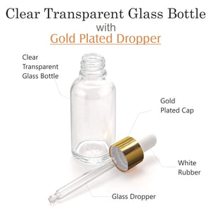Transparent Glass Bottle With Golden Plated Dropper [ZMG08]