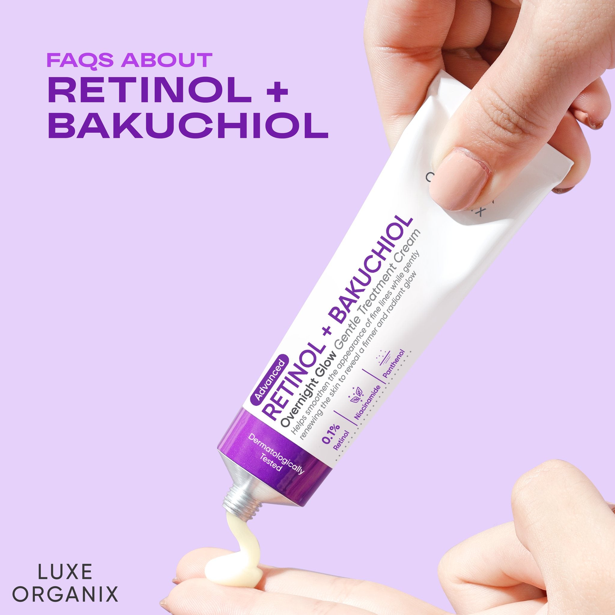 Luxe Organix Advanced Retinol + Bakuchiol Overnight Glow Gentle Treatment Cream 30g - Image 3