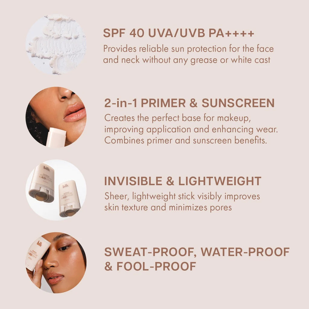 blk Cosmetics Sheer Sunscreen Primer Stick SPF40 15g - Image 3