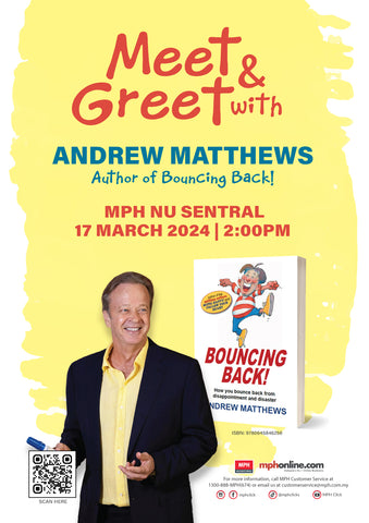 Poster for the event with Andrew Matthews at MPH NU Sentral on Sunday, 17 March, 2pm–3pm