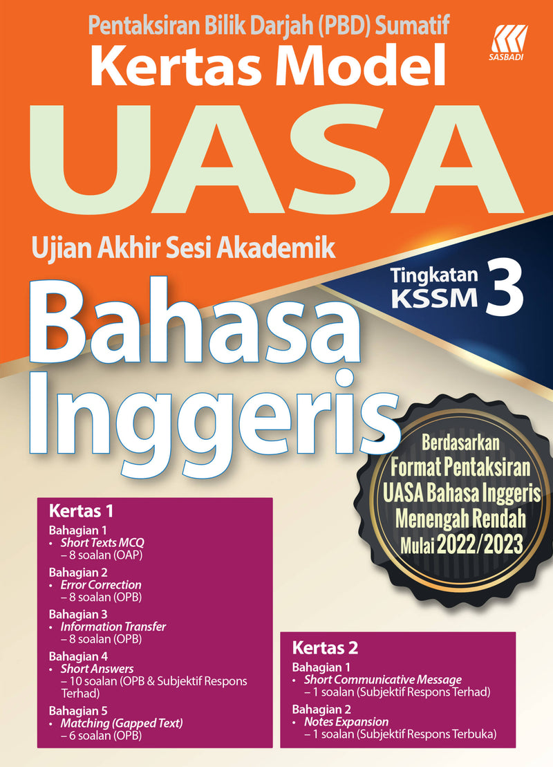 Kertas Model UASA KSSM English Form 3  MPHOnline.com