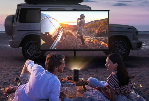 outdoor movie projector setup