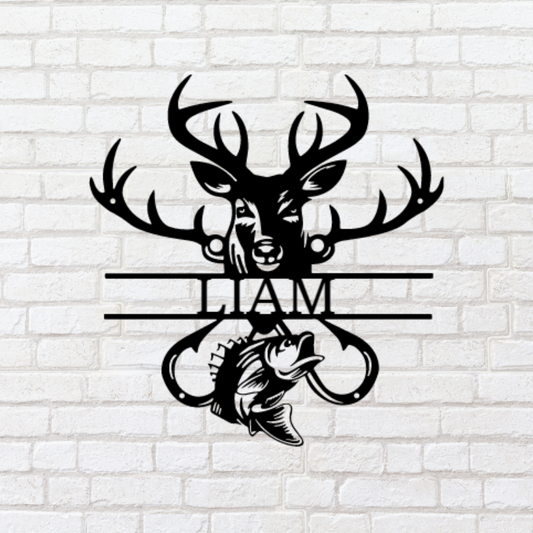 Mounted Buck Monogram Sign - Personalized Hunting Metal Sign - Hunting –  Liliana and Liam