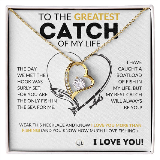 My Smokin Hot Catch - Fishing Partner Necklace for Your Wife, Fiancée, or Girlfriend - Fishing Gift for Her from A Man Who Loves Fishing - Christmas