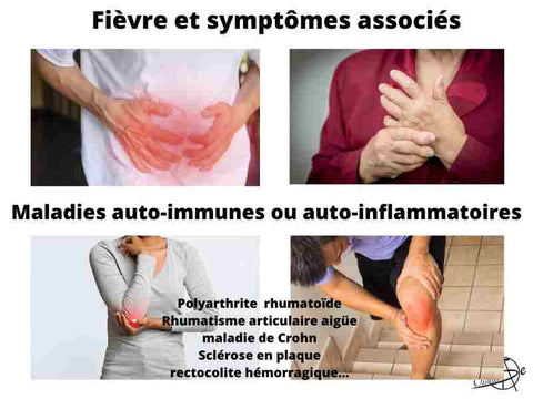 Quels sont les symptômes associés à une fièvre caractéristiques des maladies auto-inflammatoires ou auto-immunes non infectieuses ?