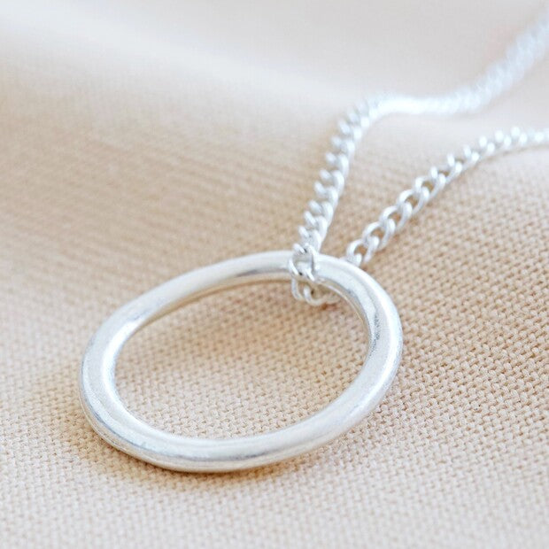 Organic Style Hoop Necklace in Silver