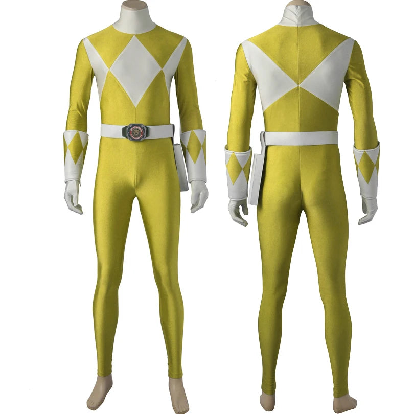 Yellow Ranger Boys Cosplay Costume Bodysuit with Accessories and Boots Full Set