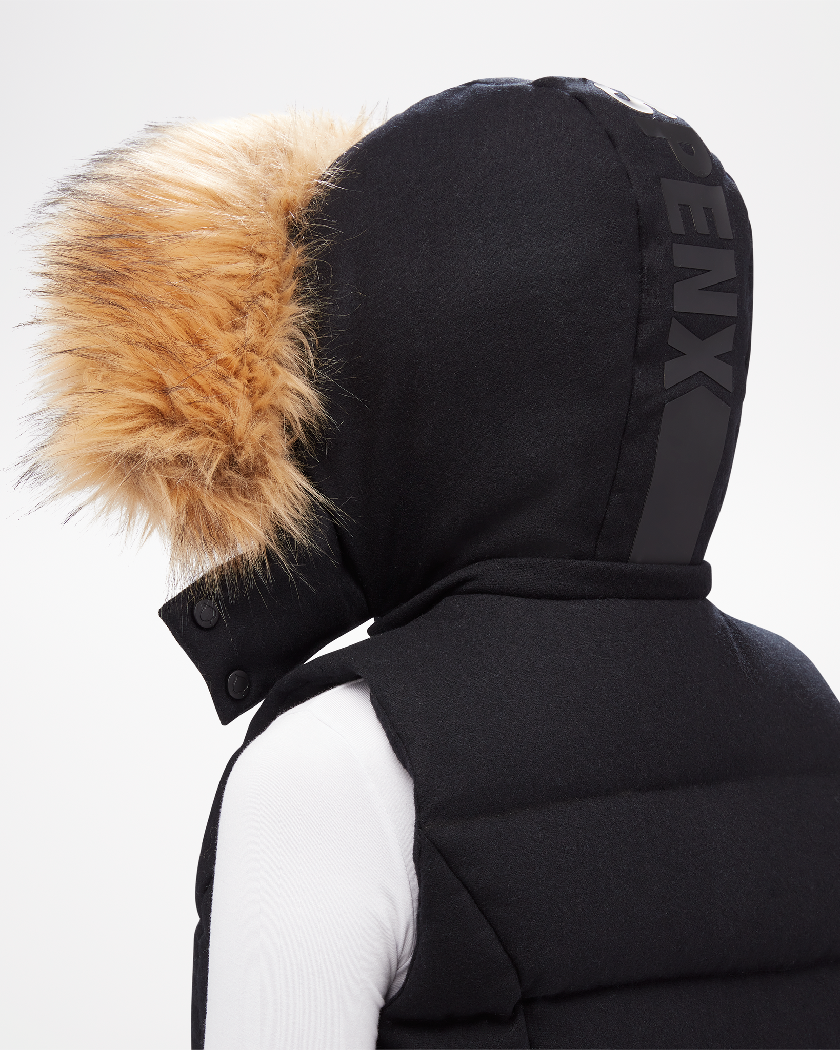 Women's ASPENX Wool Vest Black Hood Back