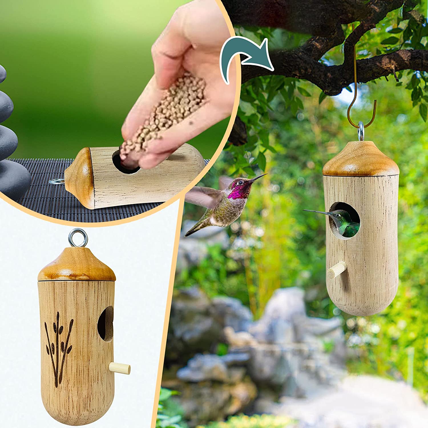 💕Gift for Nature Lovers-Wooden Hummingbird House – Urgiftbox