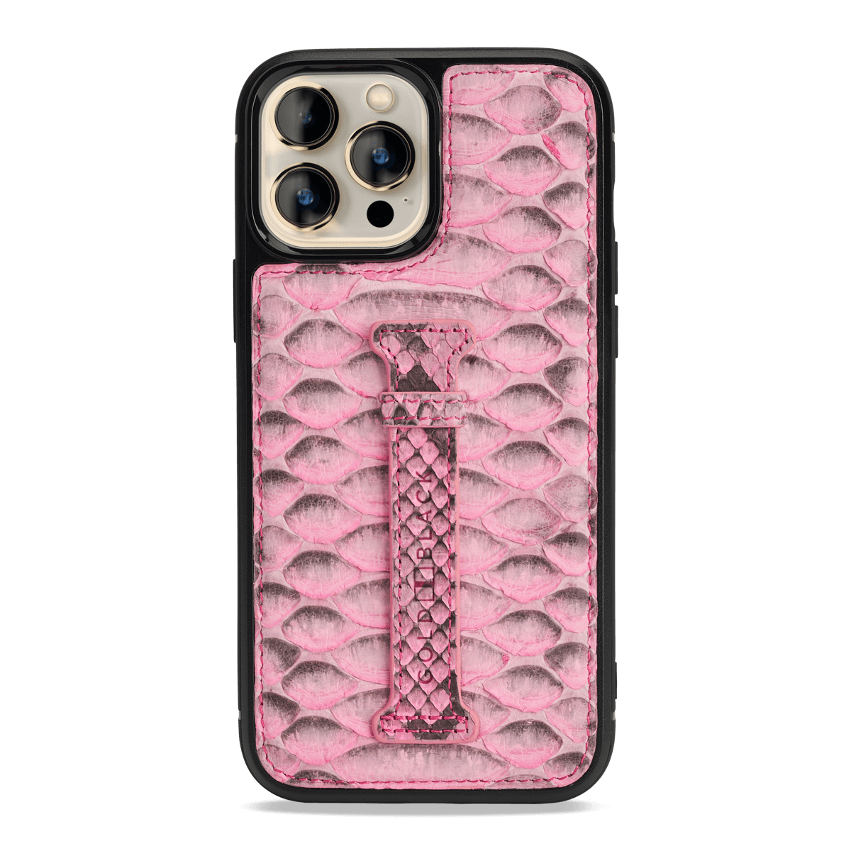 iPhone 13 Pro Max Leather Case with finger loop Python pink ...
