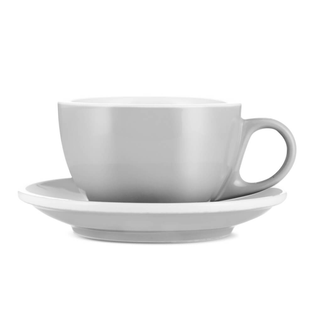 Espresso Parts Porcelain Latte Cup & Saucer - Gray (12oz/355ml)