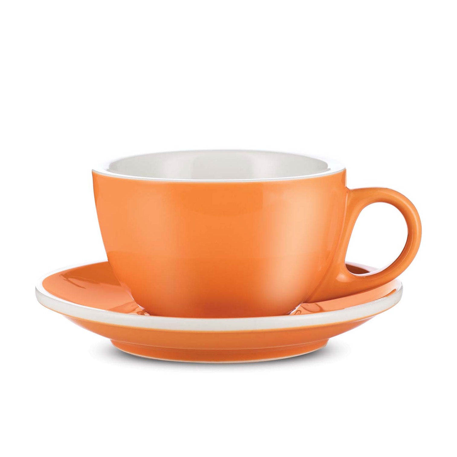 Espresso Parts Porcelain Latte Cup & Saucer - Orange (12oz/355ml)