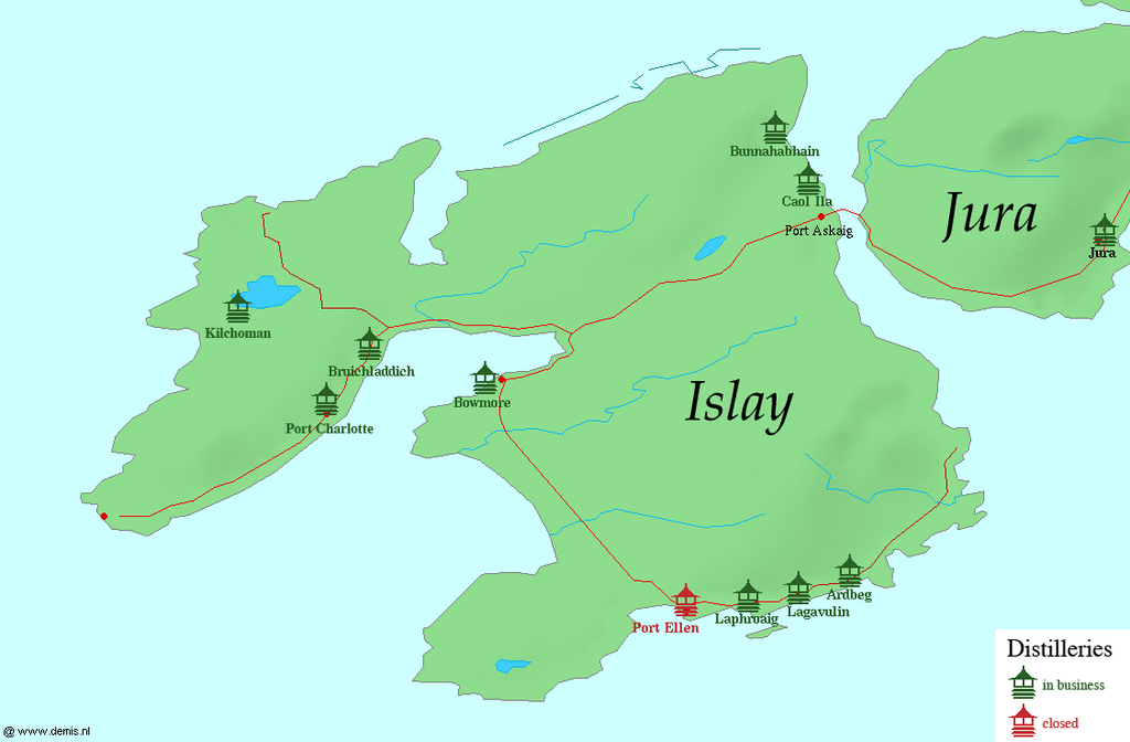 Map of Islay Distilleries