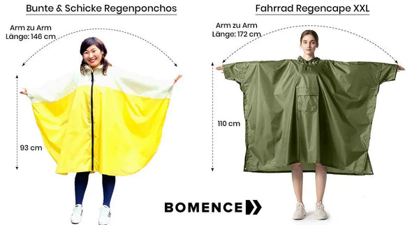 Maatinformatie afmetingen maat regenponcho dames regencape fiets