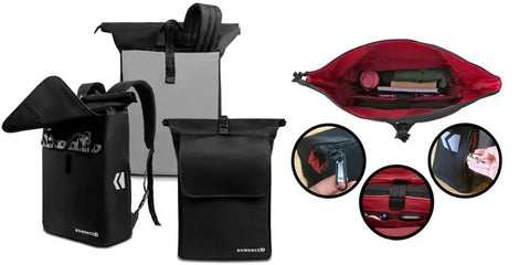 Fahrradtasche mit Rucksack hochwertig premium luxus reflektierende tasche mit Laptopfach wasserdicht dichtes Material nachhaltig