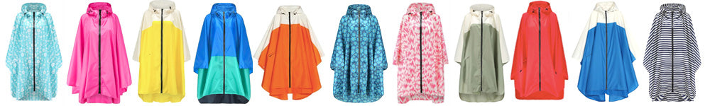 Damen Regenponchos bunt viele Farben mit Reissverschluss