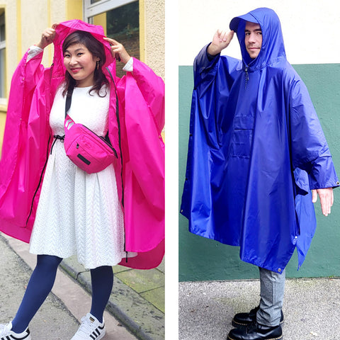 Rain poncho women men comparison with or without zipper