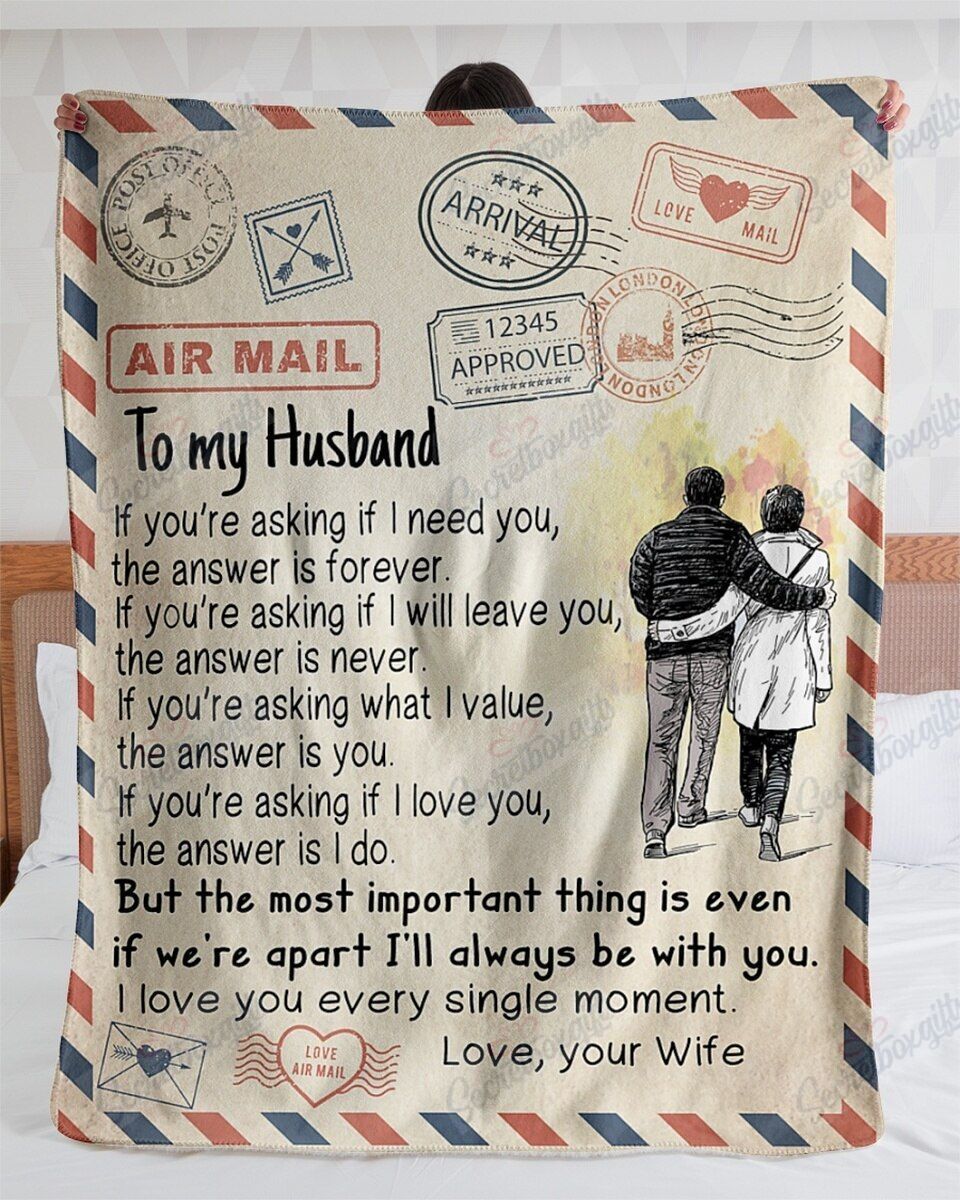 Love Letter To My Husband Fleece Blanket - Airmail Blanket