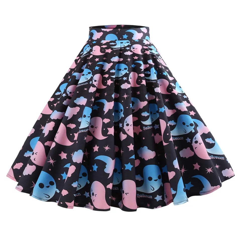 Retro Pastel Goth Ghost Skirt – Those Kawaii Vibes