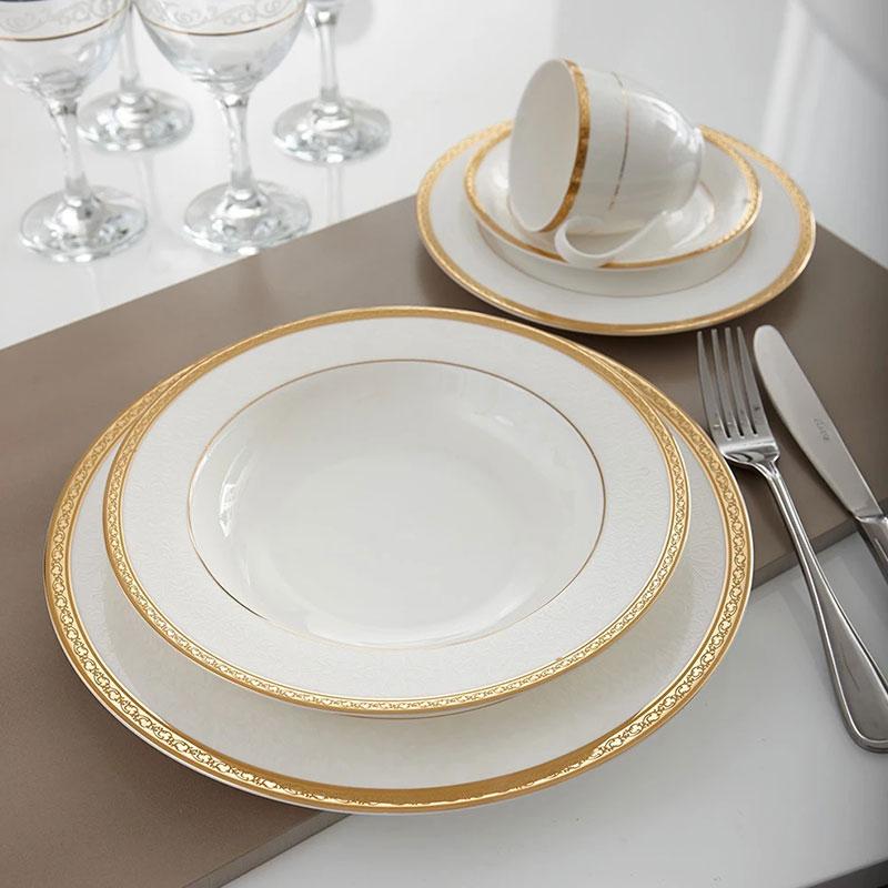 Bone China Gold 20 Piece Dinnerware Set | Luxury Bedding, Home Decor ...