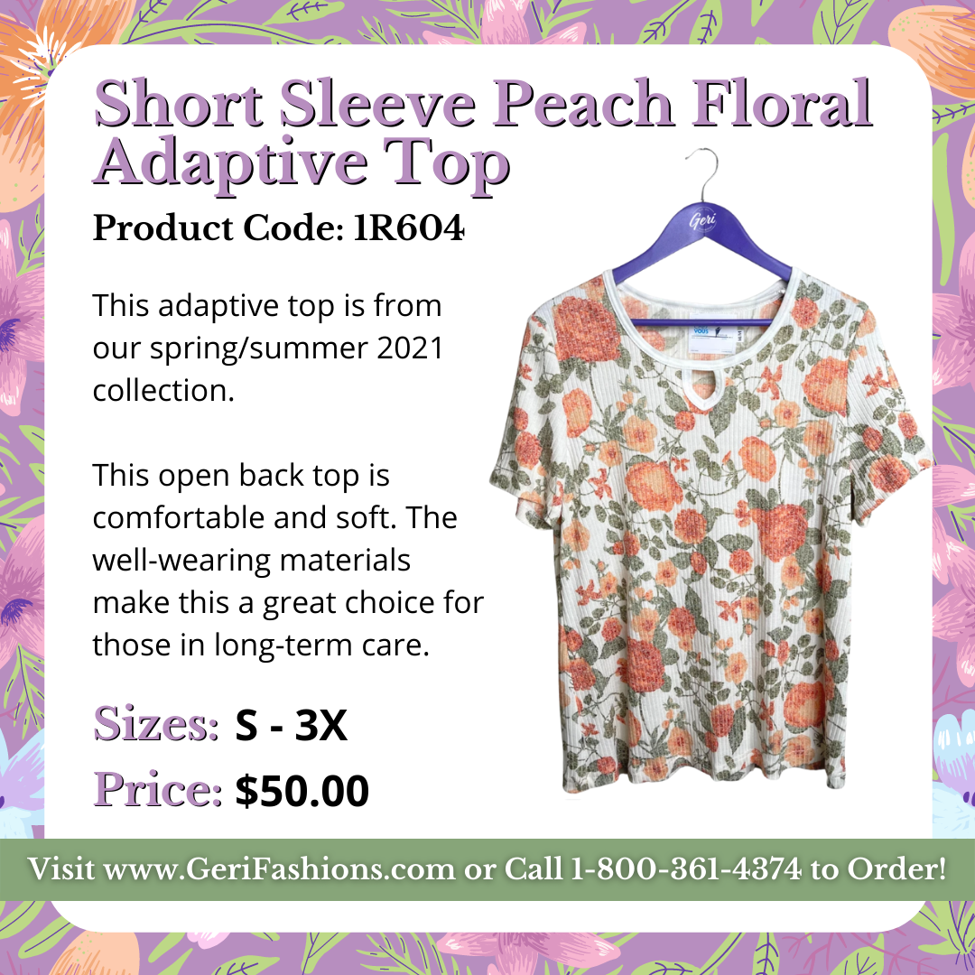 Peach Floral Adaptive Top - Geri Fashions