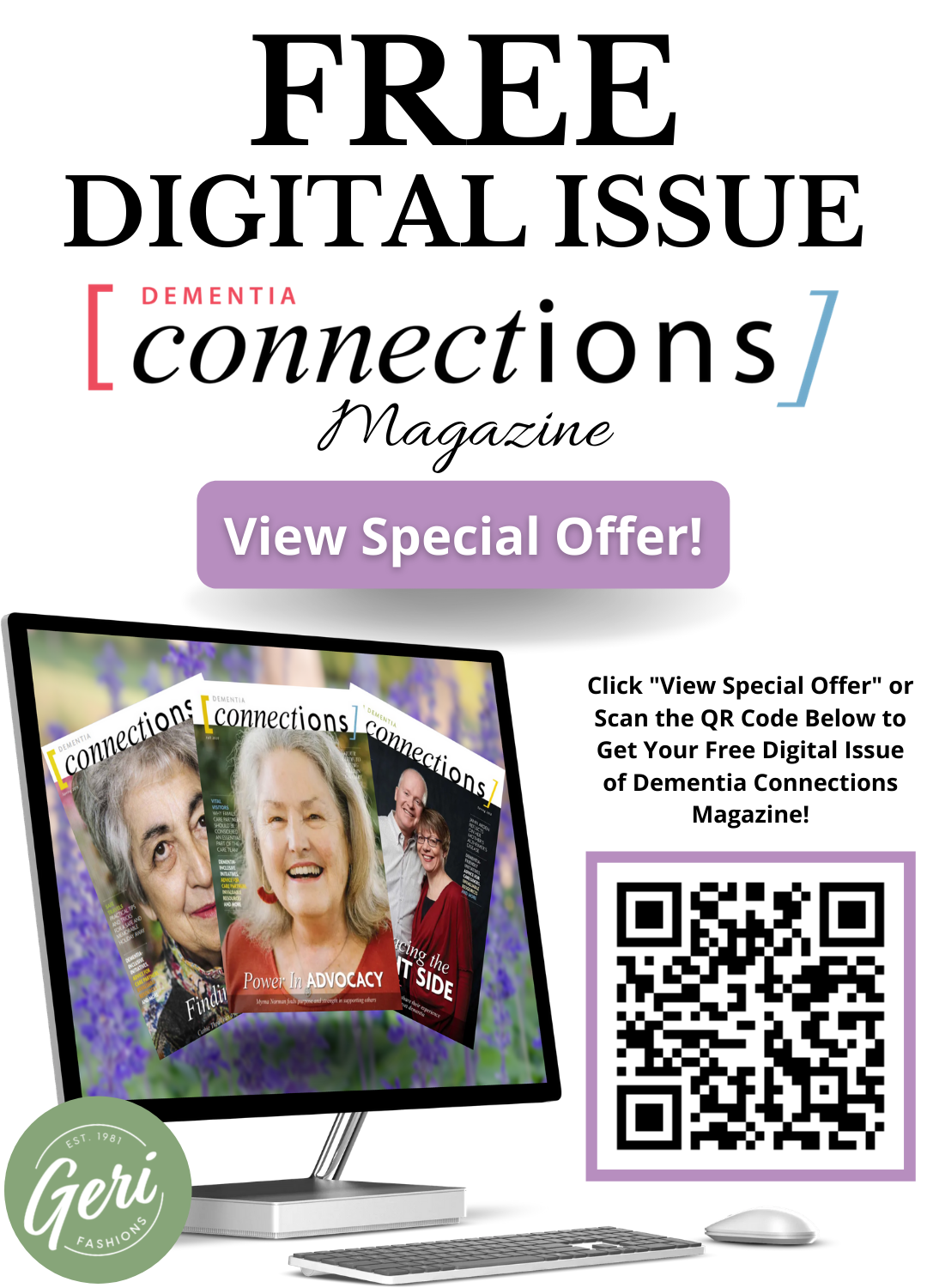 Geri Fashions Special Offer - Free Digital Issue of Dementia Connections Magazine