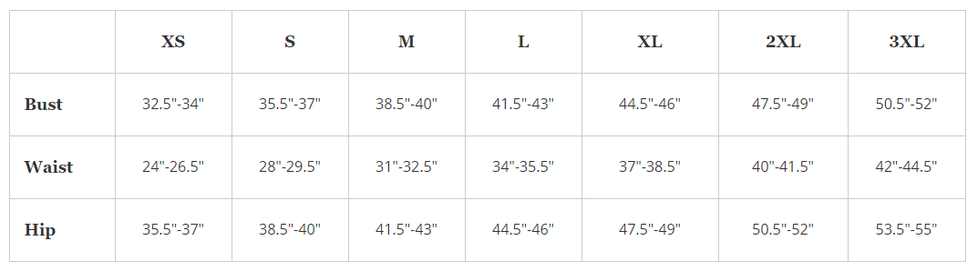 Women's Adaptive Size Chart